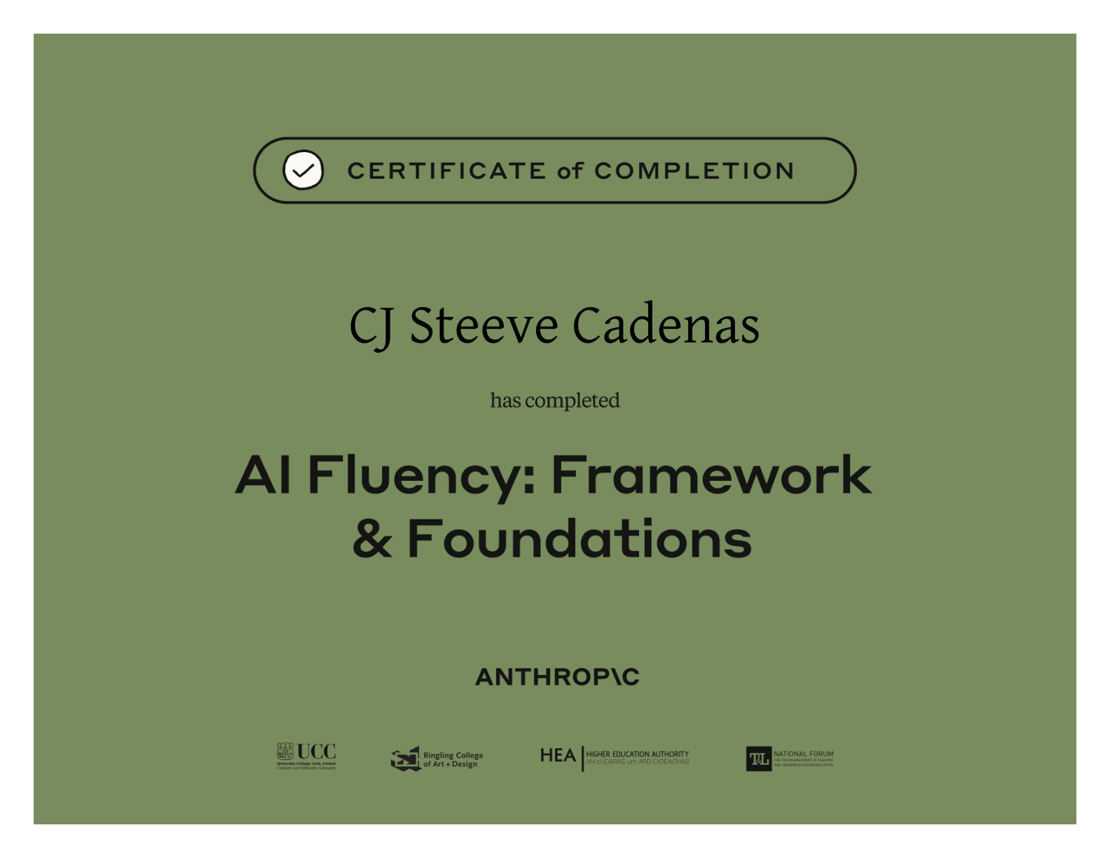 AI Fluency: Framework & Foundations certificate