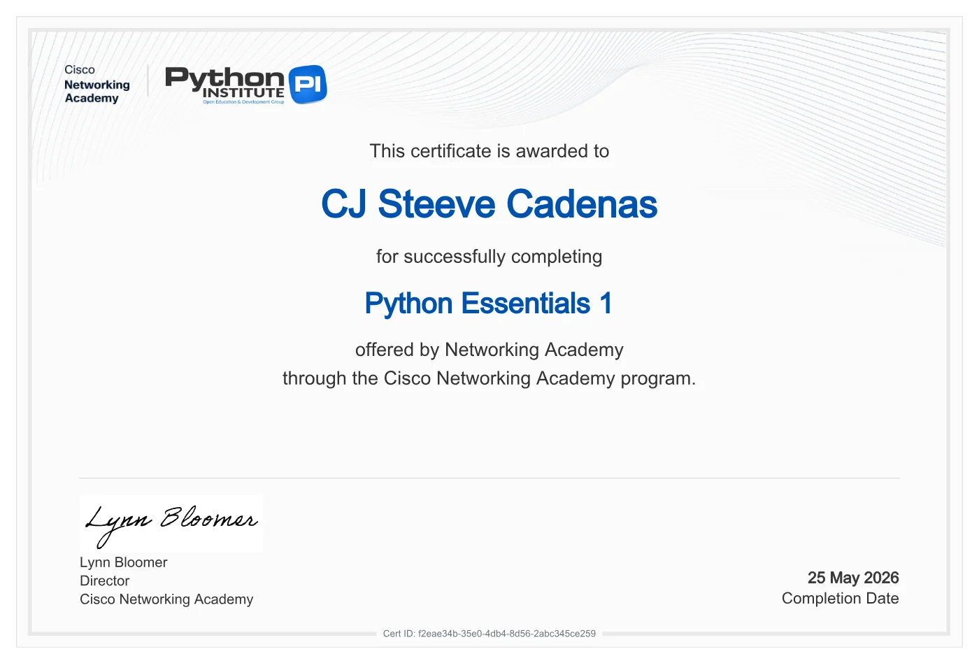 Python certificate