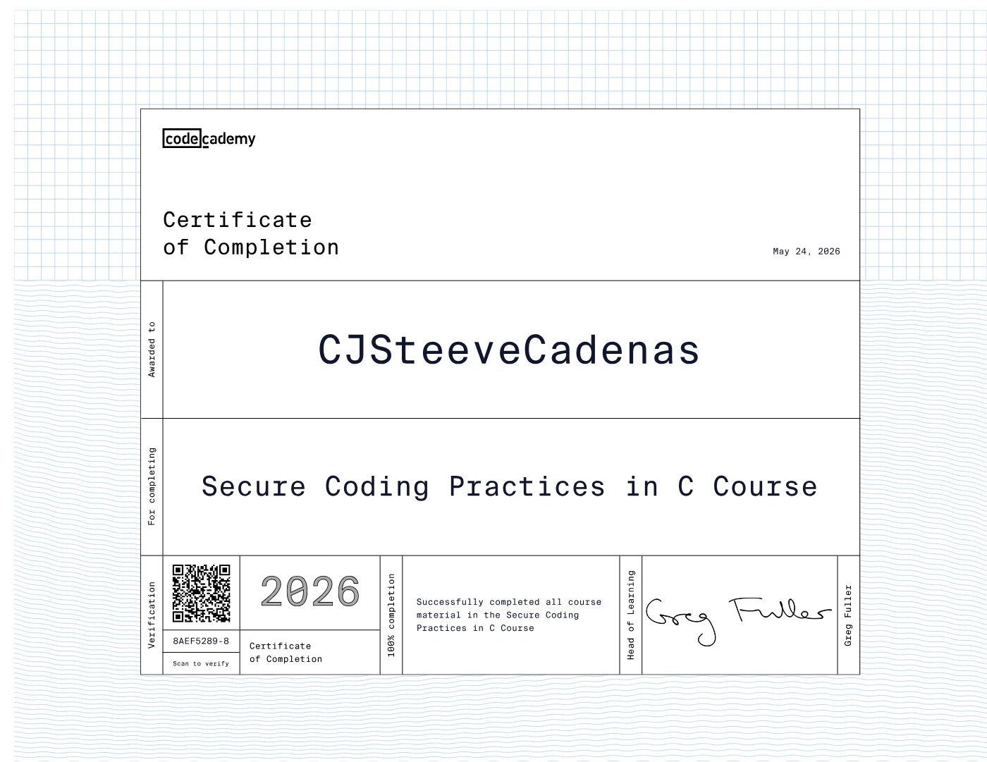 Secure Coding certificate